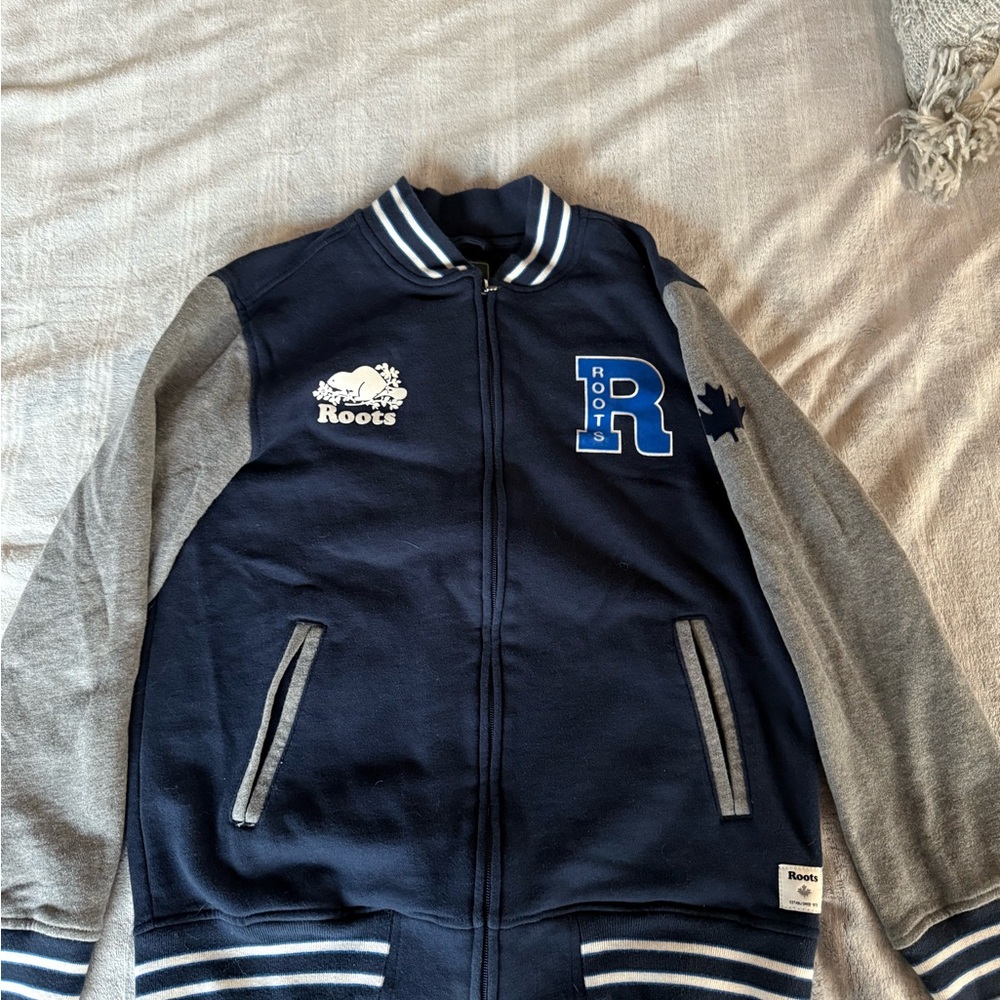 Roots Kids Blue and Gray Varsity Jacket